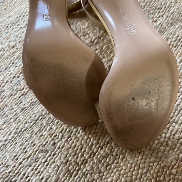 GIANVITO ROSSI Milano Gold Leather Portofino 105 Ankle Strap Heels - Picture 6 of 10